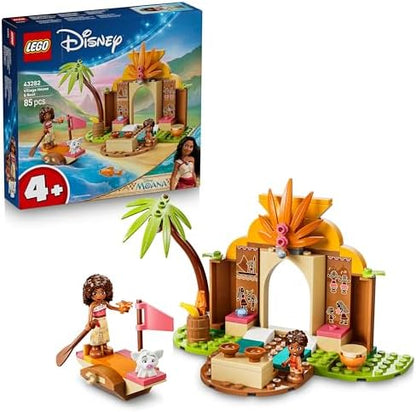 LEGO | Casa e Barco da Vila Moana da Disney - Conjunto Educativo com 2 Mini Bonecas e Figura do Animal Pua - Presente de Aniversário para Meninas e Fãs a partir de 4 Anos - 43282