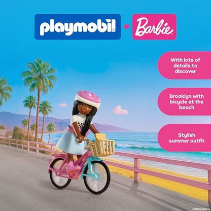 Playmobil | Barbie x Barbie Brooklyn | Conjunto de Bicicleta com Boneca Barbie Estilosa, Acessórios e Estilo de Vida Praiano | Para Crianças a partir de 4 Anos | 72125