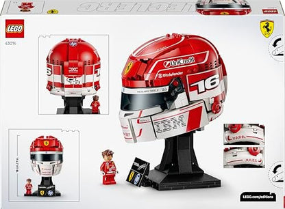 LEGO Capacete Editions Scuderia Ferrari HP Charles Leclerc - Produto Oficial de F1 - Kit de Modelo para Exibição com Minifigura Colecionável - Presente para Meninos a partir de 14 Anos e Fãs Adultos de Automobilismo - 43014