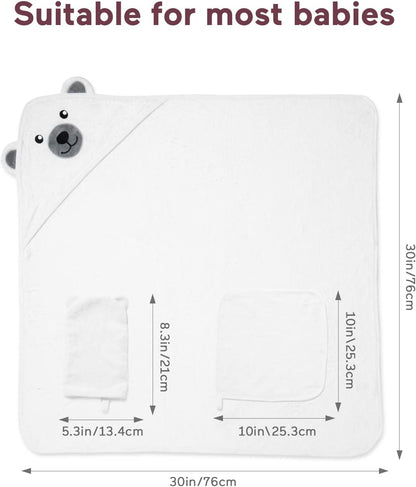 momcozy Conjunto de toalhas de banho para bebê de bambu, 5 pacotes, 1 * toalhas com capuz para recém-nascido, 3 * panos de banho, 1 * luva de banho, toalha macia e superabsorvente com capuz para bebê, unissex