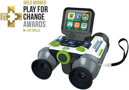 LeapFrog Câmera binocular Magic Adventures, binóculos interativos reais com visão noturna e câmera com zoom óptico de 10X, imagens educacionais da BBC, vídeos e fatos, brinquedo para 5, 6+ anos