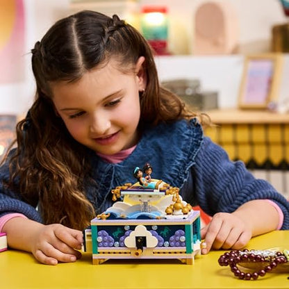 LEGO | Conjunto Caixa de Joias da Princesa Jasmine da Disney - Brinquedo do Aladdin com 2 Mini Bonecas, 2 Anéis e Lâmpada do Gênio - Decoração para Quarto Infantil - Presente para Meninas e Fãs a partir de 6 Anos - 43295