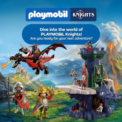 Playmobil | Cavaleiros | Treinamento de Cavaleiro do Dragão | Campo de treinamento com canhão, alvos, boneco de palha e armas | Para crianças a partir de 4 anos | 72213