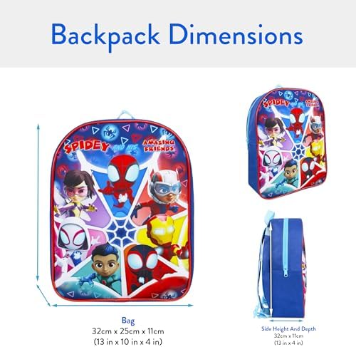 Mochila Marvel Homem-Aranha e Seus Incríveis Amigos | Mochila do Homem-Aranha | Mochilas Escolares Infantis | Mochilas para Crianças | Tamanho Único Azul