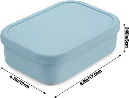 PandaEar Lancheira Bento de Silicone para Crianças, 3 Compartimentos, À Prova de Vazamentos e Livre de BPA, Pode Ser Usada no Micro-ondas e na Lava-louças (Azul)