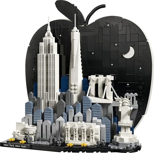 LEGO Architecture Nova Iorque – A Grande Maçã - Kit de Modelo em Miniatura para Adultos - Decoração de Prateleira 3D com Pontos Turísticos, incluindo Empire State Building e Ponte do Brooklyn - Ideia de Presente DIY - 21066