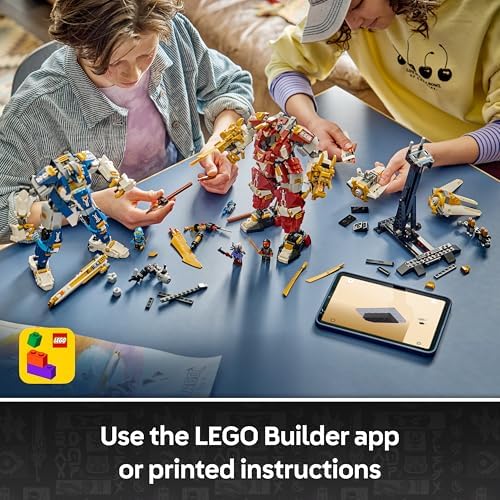 LEGO NINJAGO Os Mechs Titãs Gêmeos - Brinquedo Ninja com 2 Figuras de Ação e 3 Minifiguras, incluindo Kai e Nya - Decoração para Quarto Infantil - Presente de Aniversário para Meninos a partir de 12 Anos e Fãs Adolescentes - 71870