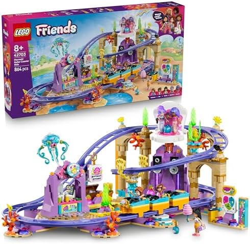 LEGO Friends Montanha-Russa da Sereia - Brinquedo Interativo com 3 Carrinhos, Loja, 5 Mini Bonecas e Acessórios - Ideia de Presente de Aniversário para Meninas a partir de 8 Anos - 42703