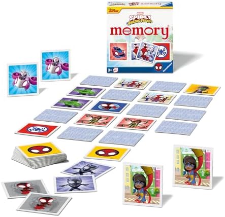 Jogo da Memória Miniatura Ravensburger Marvel Homem-Aranha e Seus Incríveis Amigos para Crianças a partir de 3 Anos - 2 a 6 Jogadores