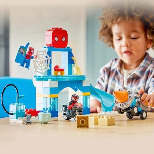 LEGO DUPLO Marvel Team Spidey Webquarters - Brinquedo Educativo para Desenvolvimento da Coordenação Motora em Crianças - Conjunto Montessori - Presente para Meninos a partir de 2 Anos e Fãs do Homem-Aranha e seus Incríveis Amigos - 10464