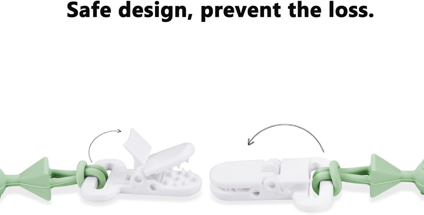 PandaEar - Pacote com 5 prendedores de chupeta de silicone, design de peça única, ideal para a fase de dentição.