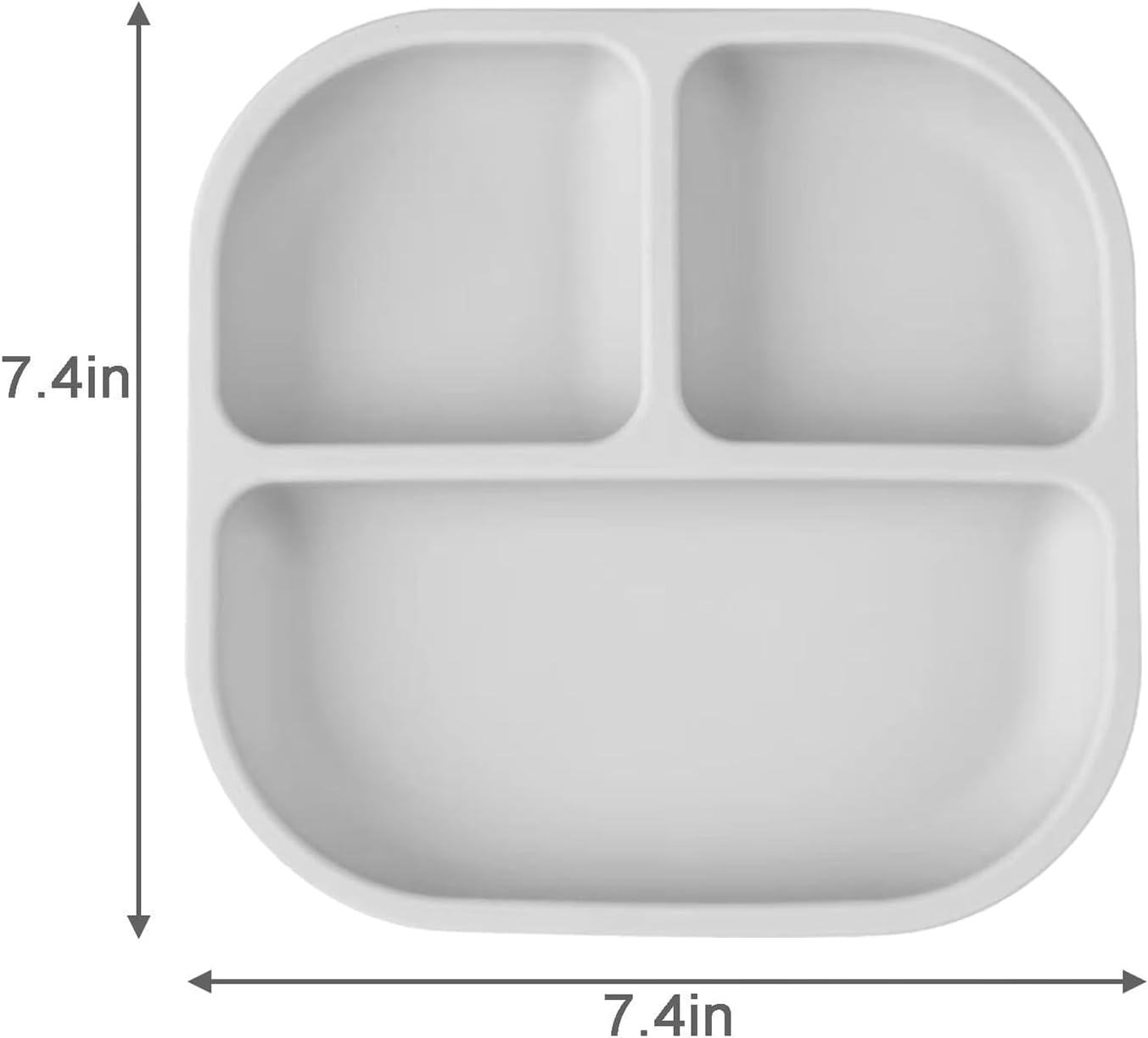 PandaEar Conjunto de 3 Pratos com Ventosa para Bebês, com Colheres, Pratos de Silicone para Crianças, Prato Dividido Inquebrável com Ventosa, Antiderrapante, Atóxico e Livre de BPA (Marrom Acinzentado Cremoso)
