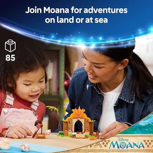 LEGO | Casa e Barco da Vila Moana da Disney - Conjunto Educativo com 2 Mini Bonecas e Figura do Animal Pua - Presente de Aniversário para Meninas e Fãs a partir de 4 Anos - 43282