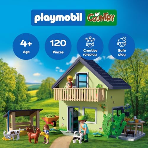 Playmobil | Campo | Casa de Campo | Casa de Campo Residencial com Varanda, Cozinha, Camas, Animais e Diversos Acessórios | Para Crianças a partir de 4 Anos | 72162