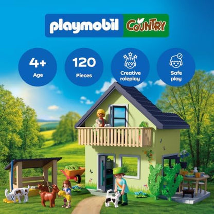 Playmobil | Campo | Casa de Campo | Casa de Campo Residencial com Varanda, Cozinha, Camas, Animais e Diversos Acessórios | Para Crianças a partir de 4 Anos | 72162