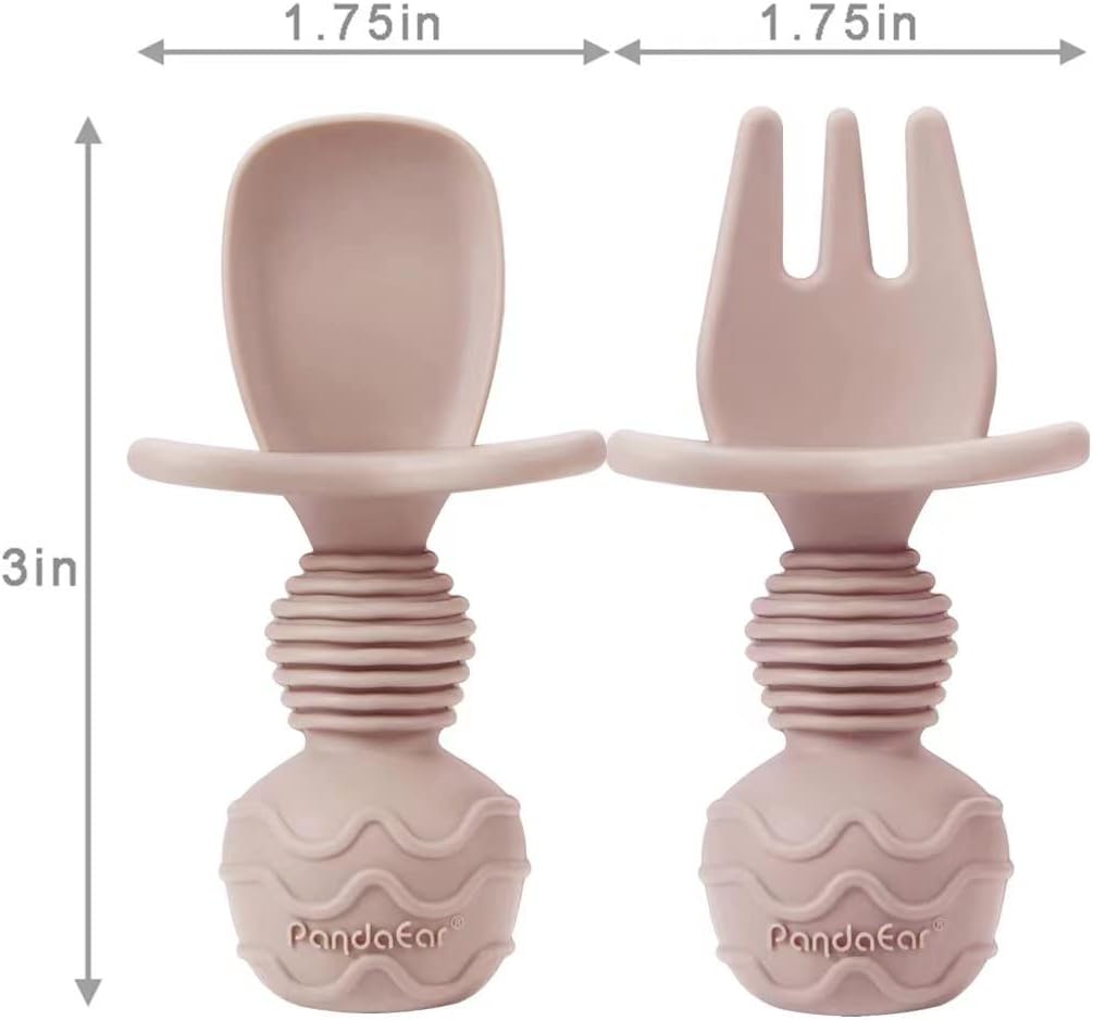 PandaEar Prato de silicone com ventosa + copo de transição + colher e garfo para alimentação infantil, prato dividido com ventosa para bebês e crianças pequenas, conjunto de itens para alimentação infantil, cor rosa caranguejo
