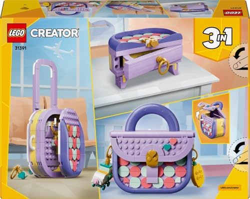 LEGO Creator Bolsa de Arte e Moda 3 em 1 com Brinquedo de Armazenamento - Kit de Modelo que se Transforma em Mala ou Caixa de Armazenamento - Decoração DIY para Quarto Infantil - Presente de Aniversário para Meninas e Meninos a partir de 8 Anos - 31391