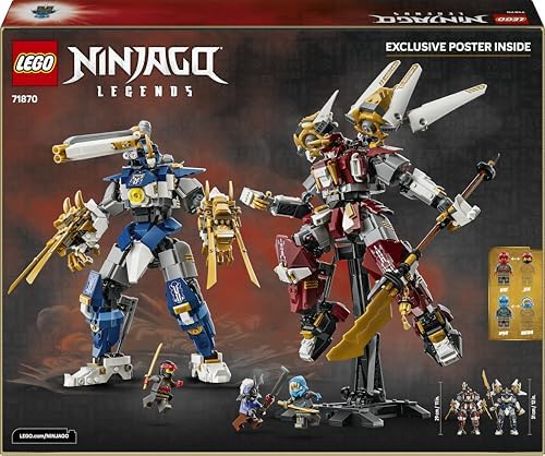 LEGO NINJAGO Os Mechs Titãs Gêmeos - Brinquedo Ninja com 2 Figuras de Ação e 3 Minifiguras, incluindo Kai e Nya - Decoração para Quarto Infantil - Presente de Aniversário para Meninos a partir de 12 Anos e Fãs Adolescentes - 71870