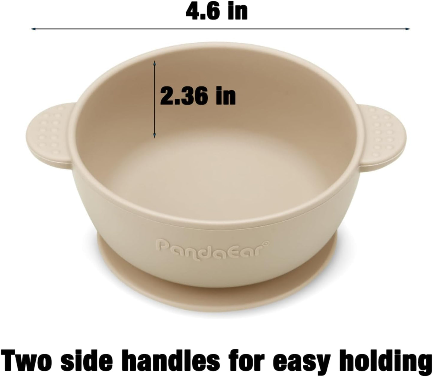 PandaEar Conjunto de 3 Tigelas para Bebê com Ventosa | Tigela de Silicone Fixa para Alimentos de Bebês, Crianças e Bebês | Silicone Macio, Seguro e Livre de BPA, de Grau Alimentício (Rosa, Verde e Bege Claro)