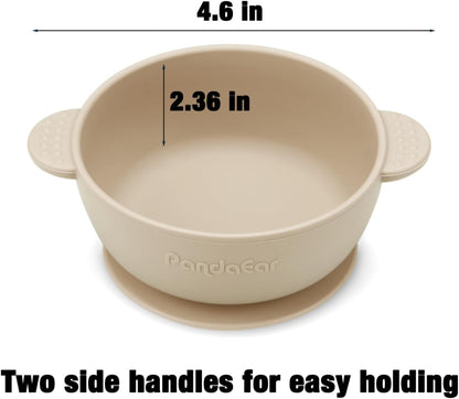 PandaEar Conjunto de 3 Tigelas para Bebê com Ventosa | Tigela de Silicone Fixa para Alimentos de Bebês, Crianças e Bebês | Silicone Macio, Seguro e Livre de BPA, de Grau Alimentício (Rosa, Verde e Bege Claro)