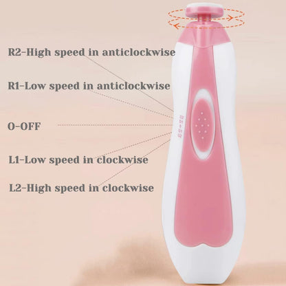 PandaEar Aparador de unhas elétrico para bebês, lixa de unhas elétrica para bebês e crianças pequenas, kit com 6 lixas de reposição extras (rosa)
