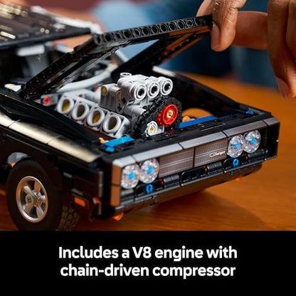 LEGO Technic Velozes e Furiosos Dodge Charger R/T - Kit de Modelo de Carro para Adultos - Conjunto STEM Colecionável com Motor V8 e Suspensão - Presente Nostálgico para Fãs do Filme - 42231