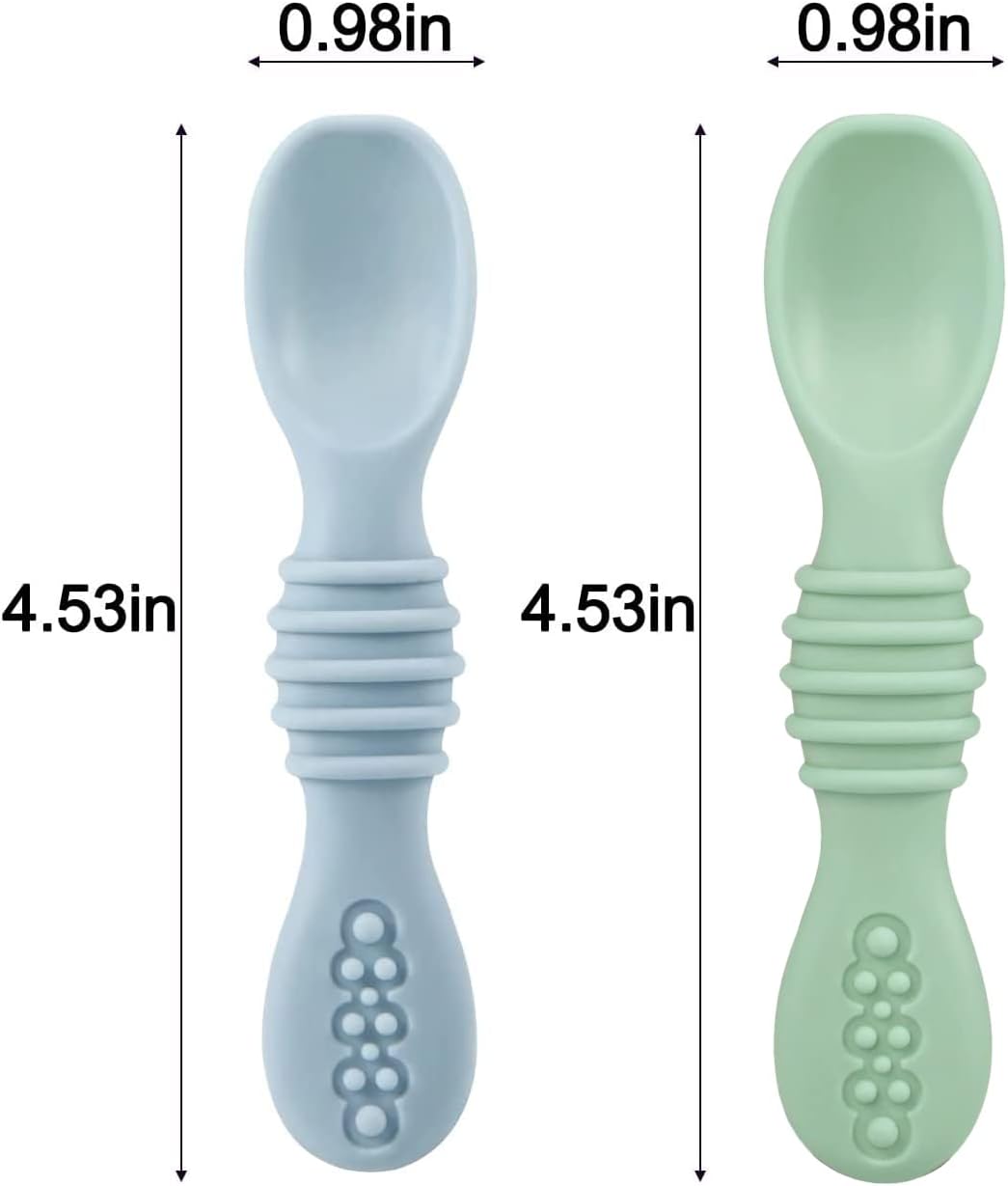 PandaEar Conjunto de 2 Pratos de Silicone para Bebê com Ventosa e 2 Colheres para Bebê - Prato Dividido para Criança - Pratos com Ventosa para Introdução Alimentar - Pratos de Jantar Inquebráveis - Conjunto,