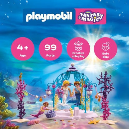 Playmobil | Fantasia e Magia | Casamento Subaquático | Pavilhão das Sereias com Lanternas Luminosas | Brinquedo de Sereia para Crianças a partir de 4 Anos | 72104