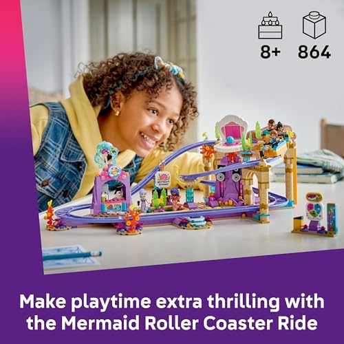 LEGO Friends Montanha-Russa da Sereia - Brinquedo Interativo com 3 Carrinhos, Loja, 5 Mini Bonecas e Acessórios - Ideia de Presente de Aniversário para Meninas a partir de 8 Anos - 42703