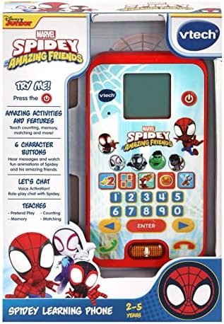 VTech 554403 Homem-Aranha e Seus Amigos Incríveis: Telefone Educativo do Homem-Aranha, Brinquedo Educativo para Desenvolvimento da Linguagem, Adequado para Meninos e Meninas de 2, 3, 4 e 5 Anos, Versão em Inglês, Vermelho