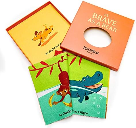 ThreadBear Design Brave As A Bear, libro de trapo de tela ilustrado para el aprendizaje temprano y el desarrollo de la lectura