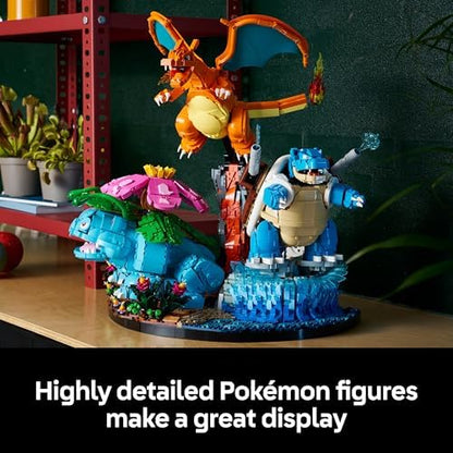 LEGO Pokémon Venusaur, Charizard e Blastoise - Kit de Modelo 3D para Adultos - 3 Figuras de Anime para Decoração de Quarto ou Mesa - Presente Colecionável para Fãs de Jogos - 72153