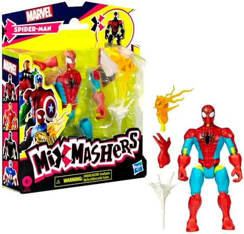 Homem-Aranha MixMashers Marvel Figura de Ação e Acessórios para Montar, Vermelho