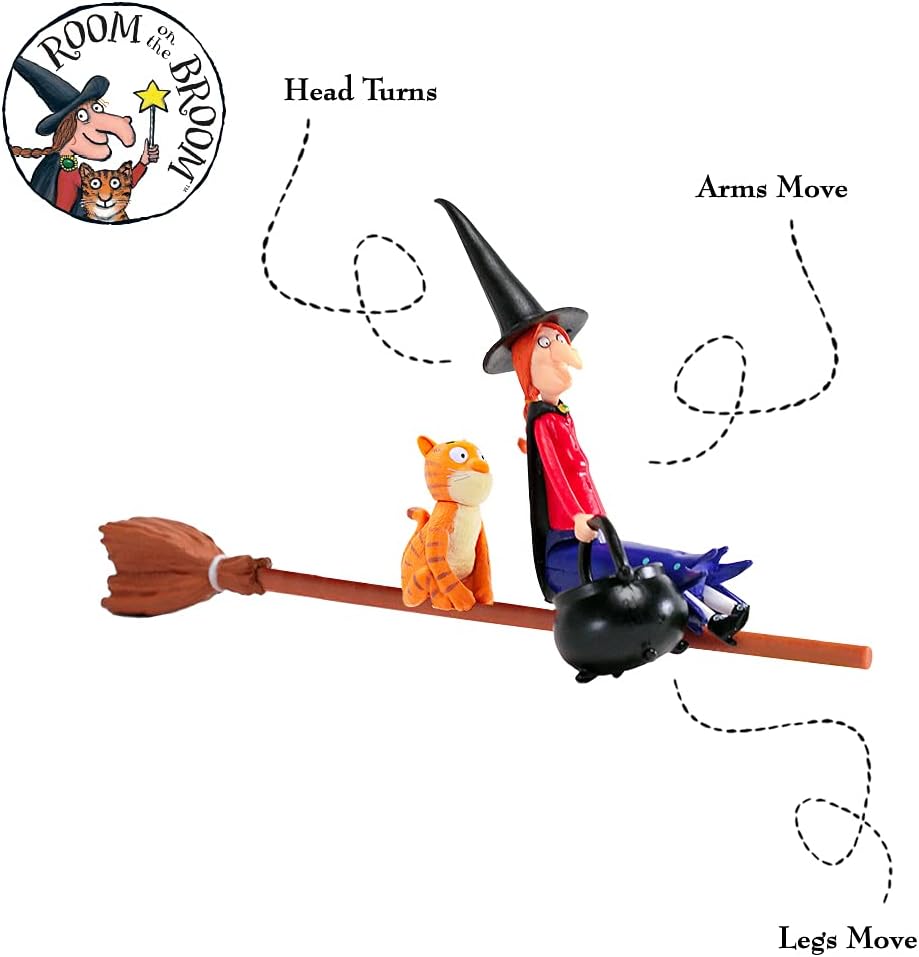 WOW! STUFF - Pacote Duplo de Bruxa e Gato de "O Quarto na Vassoura" - Bonecos de Ação Articulados Colecionáveis | Brinquedos e Presentes Oficiais da Julia Donaldson e Axel Scheffler Books and Films, Marrom