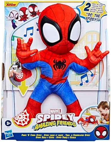 Homem-Aranha e seus Incríveis Amigos Marvel Dança e Rasteja - Brinquedo de Pelúcia Interativo com Sons, Brinquedo Falante do Homem-Aranha para Crianças
