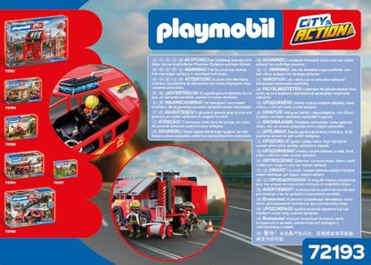 Playmobil | City Action | Caminhão de Bombeiros | Veículo de Emergência com Luz e Som, Canhão de Água, Projétil de Espuma e Equipamentos Variados | Para Crianças a partir de 4 Anos | 72193