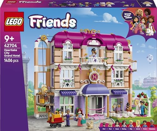 LEGO Friends Hotel Grand de Heartlake City - Miniatura com 6 mini bonecas, 2 figuras de animais e acessórios - Presente de aniversário para meninas a partir de 9 anos - 42704