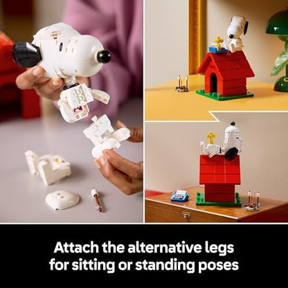 LEGO Ideas Peanuts: Casinha do Snoopy - Kit de Modelo para Exibição para Adultos com Figuras do Snoopy e do Woodstock - Decoração DIY para Prateleira ou Mesa - Presente Nostálgico para Fãs de Quadrinhos - 21368