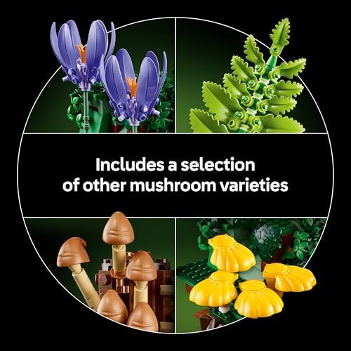 LEGO Botanicals Cogumelos da Floresta - Conjunto de Plantas Artificiais para Adultos - Inclui um Cogumelo e Flores Artificiais para Decoração de Sala de Estar ou Quarto - Ideia de Presente DIY - 11505