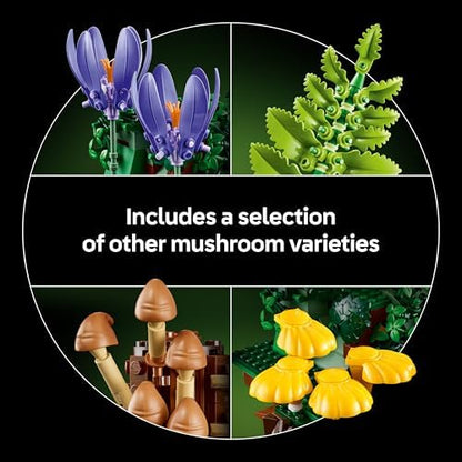 LEGO Botanicals Cogumelos da Floresta - Conjunto de Plantas Artificiais para Adultos - Inclui um Cogumelo e Flores Artificiais para Decoração de Sala de Estar ou Quarto - Ideia de Presente DIY - 11505
