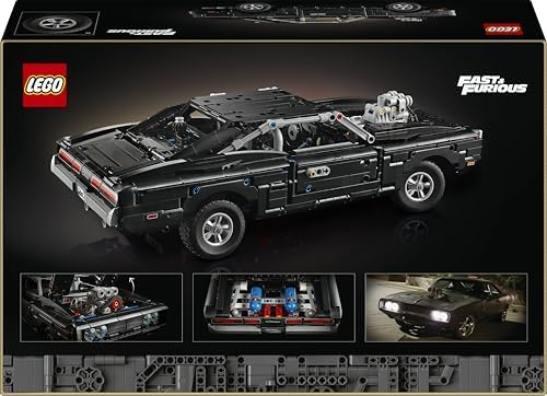 LEGO Technic Velozes e Furiosos Dodge Charger R/T - Kit de Modelo de Carro para Adultos - Conjunto STEM Colecionável com Motor V8 e Suspensão - Presente Nostálgico para Fãs do Filme - 42231