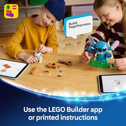 LEGO | Disney Stitch & Scrump Brinquedo - 2 Figuras com Acessórios, incluindo um Ukulele para Decoração de Quarto Infantil - Ideia de Presente de Aniversário para Meninas e Meninos a partir de 9 Anos e Fãs do Filme - 43296