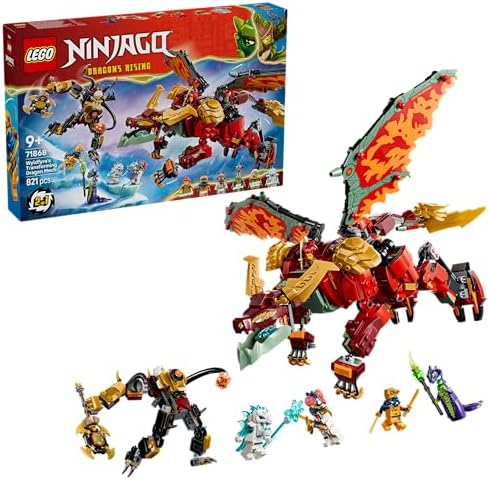 LEGO NINJAGO Dragão Mecânico Transformável do Wyldfyre - Figura de Ação Ninja 2 em 1 com o Mecânico da Imperatriz Beatrix e 6 Minifiguras - Presente de Aniversário para Meninos e Fãs a partir de 9 Anos - 71868