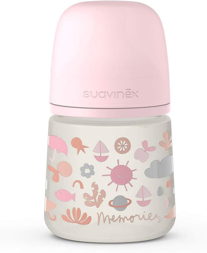 SUAVINEX 307108 Tetina Anatômica de Silicone, Fluxo Lento, para Bebês de 0 a 6 Meses, Rosa, 150 ml