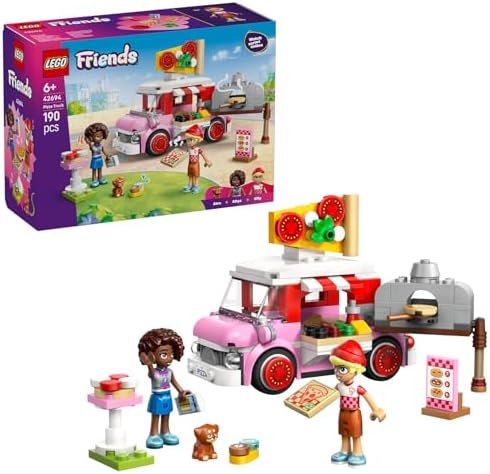 Caminhão de Pizza LEGO Friends - Conjunto de Interpretação de Papéis com 2 Mini Bonecas, Figura de Cachorro e Acessórios de Comida de Brinquedo - Ideia de Presente de Aniversário para Meninas a partir de 6 Anos - 42694