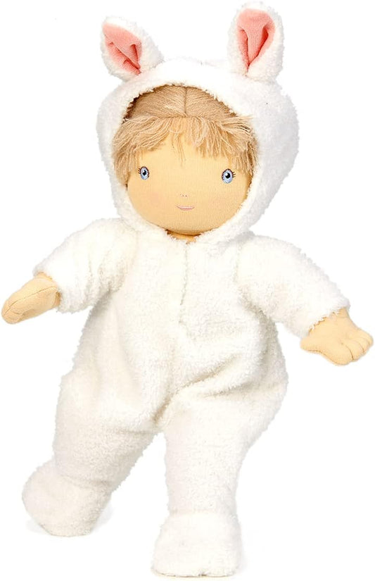 ThreadBear Design Baby Lilli Doll en mono de conejito blanco - Muñeca suave para niños pequeños