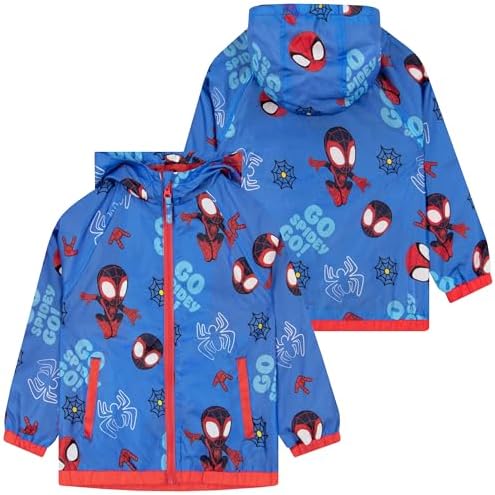 Jaqueta de chuva infantil Marvel, Homem-Aranha e seus amigos incríveis, jaqueta de chuva de super-heróis para meninos, tamanhos de 18 meses a 8 anos.