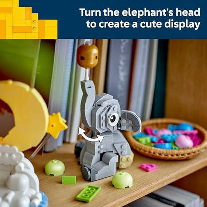 LEGO Elefante Bebê no Céu - Conjunto de Construção para Adultos - Kit de Modelo com Figura de Animal e Acessórios para Decoração de Quarto - Ideia de Presente para Recém-Nascido - 40814