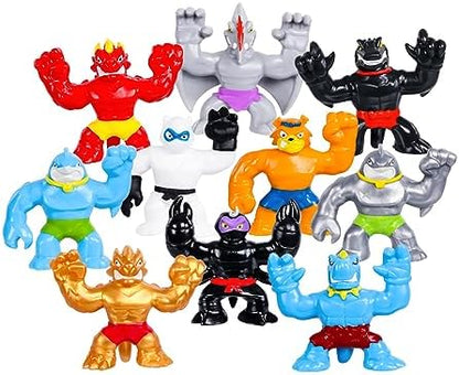 Heróis de Goo Jit Zu Minis, Pacote Mega com 10 Miniaturas. Estique, aperte e batalhe com 10 miniaturas em um único pacote!