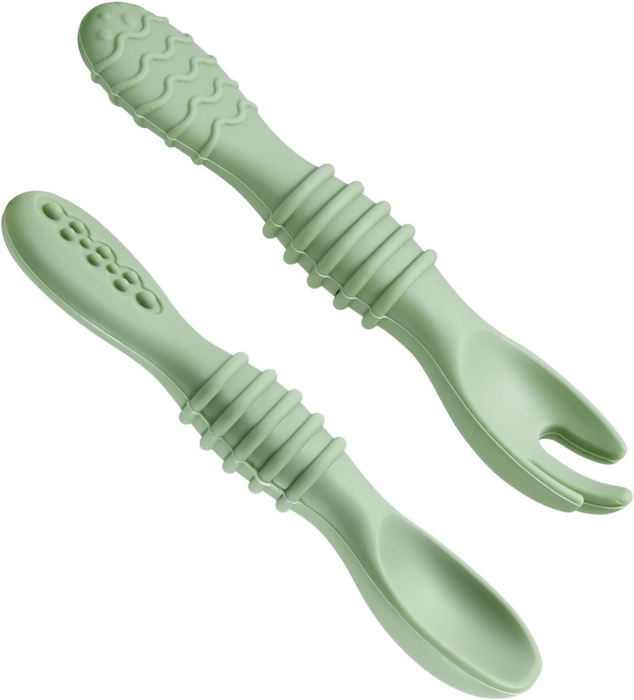 PandaEar Conjunto de 6 colheres e garfos de silicone para bebês, colheres para alimentação assistida, talheres para bebês de 4 a 6+ meses, colheres e garfos para alimentação infantil, livres de BPA, primeira fase.